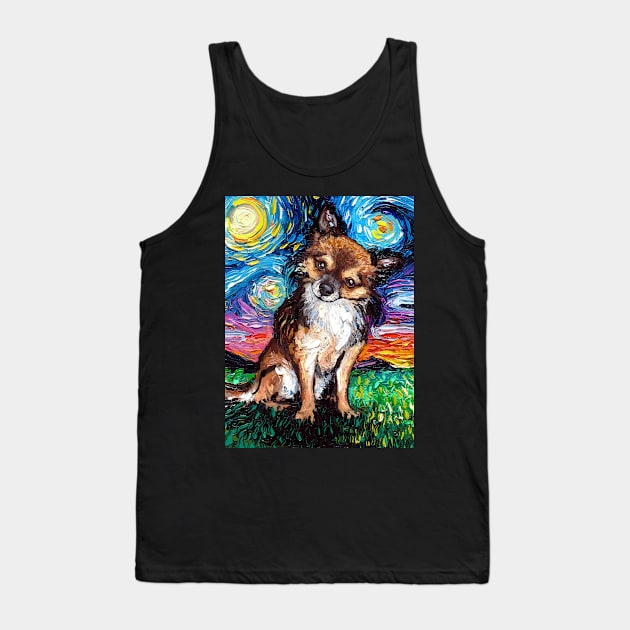 Long Haired Chihuahua Night Tank Top by sagittariusgallery